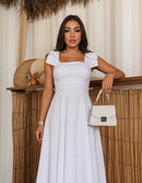 Vestido Longo De Linho Com Lacinho No Ombro - PERFEITO PARA O ANO NOVO🔥 [ENTREGAMOS ANTES DO NATAL]